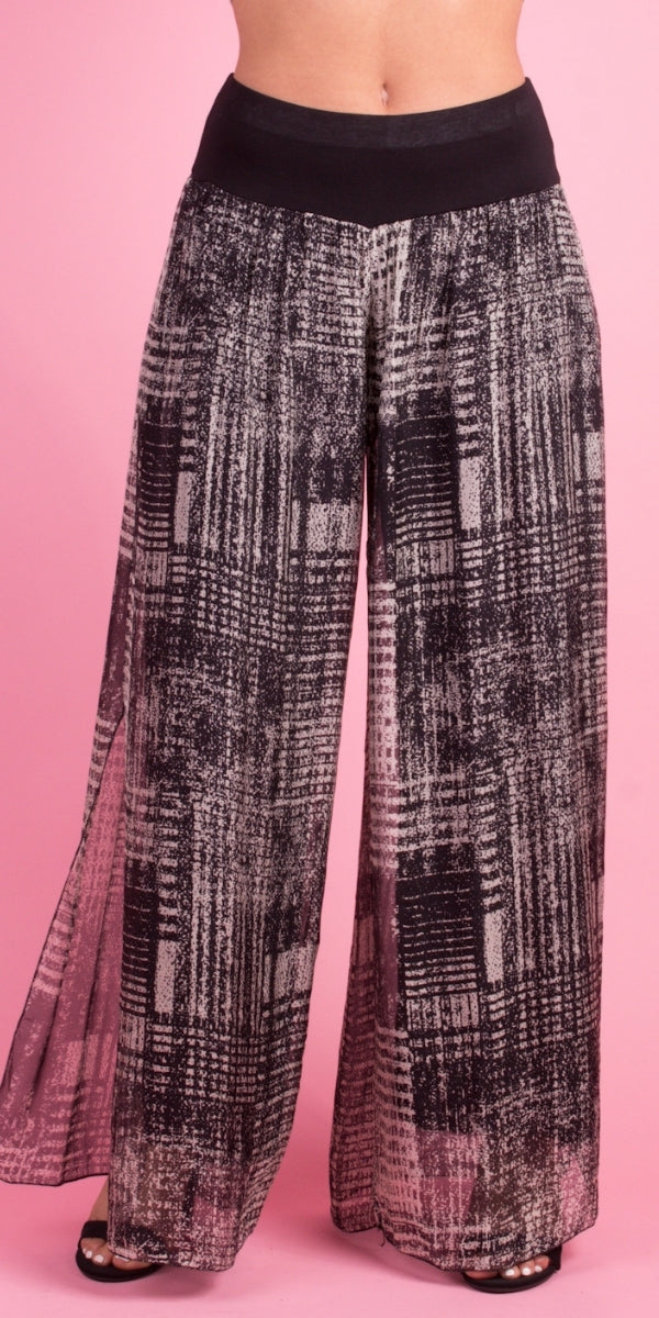 Jasmin Digitale Slit Pant - Gigi Moda - Made in Italy # abstract print, Digital Print, Gigi Moda, italian apparel, italian clothes, Italian Clothing, italian silk, Made in Italy, matching set, one size, online shopping, Pants, shop gigi moda, Silk