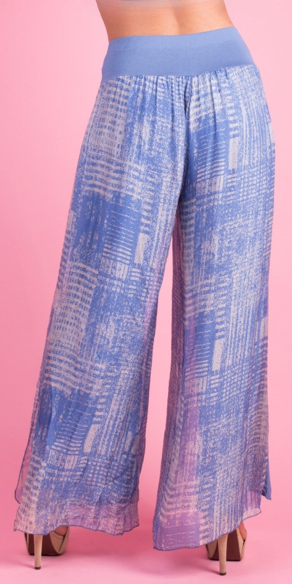 Jasmin Digitale Slit Pant - Gigi Moda - Made in Italy # abstract print, Digital Print, Gigi Moda, italian apparel, italian clothes, Italian Clothing, italian silk, Made in Italy, matching set, one size, online shopping, Pants, shop gigi moda, Silk