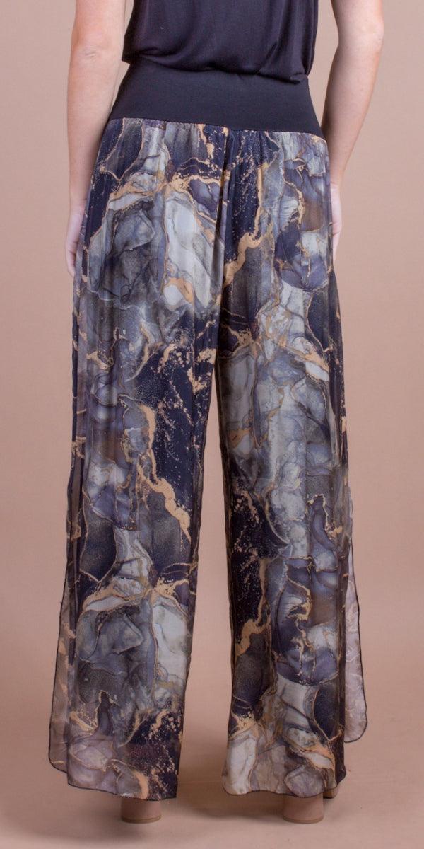 Jasmin Marble Slit Pant - Gigi Moda - Made in Italy # 100% Silk, Gigi Moda, italian apparel, italian clothes, Italian Clothing, italian silk, Made in Italy, one size, online shopping, OS, Pants, shop gigi moda, Silk