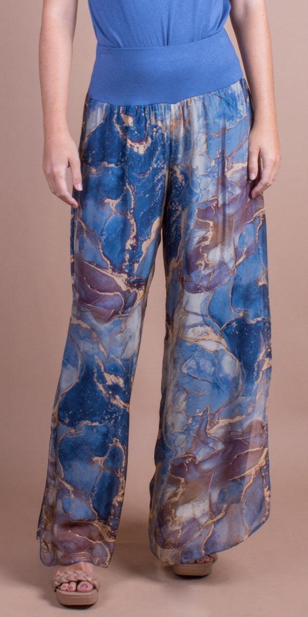 Jasmin Marble Slit Pant - Gigi Moda - Made in Italy # 100% Silk, Gigi Moda, italian apparel, italian clothes, Italian Clothing, italian silk, Made in Italy, one size, online shopping, OS, Pants, shop gigi moda, Silk