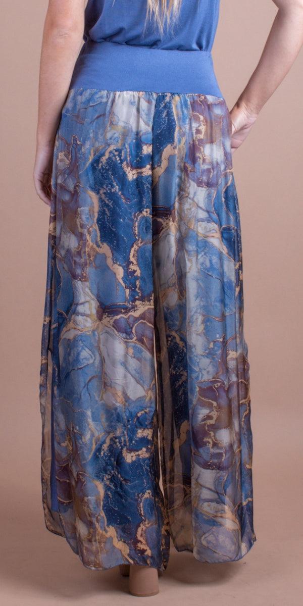 Jasmin Marble Slit Pant - Gigi Moda - Made in Italy # 100% Silk, Gigi Moda, italian apparel, italian clothes, Italian Clothing, italian silk, Made in Italy, one size, online shopping, OS, Pants, shop gigi moda, Silk