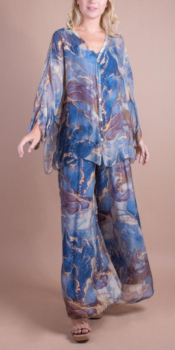 Jasmin Marble Slit Pant - Gigi Moda - Made in Italy # 100% Silk, Gigi Moda, italian apparel, italian clothes, Italian Clothing, italian silk, Made in Italy, one size, online shopping, OS, Pants, shop gigi moda, Silk