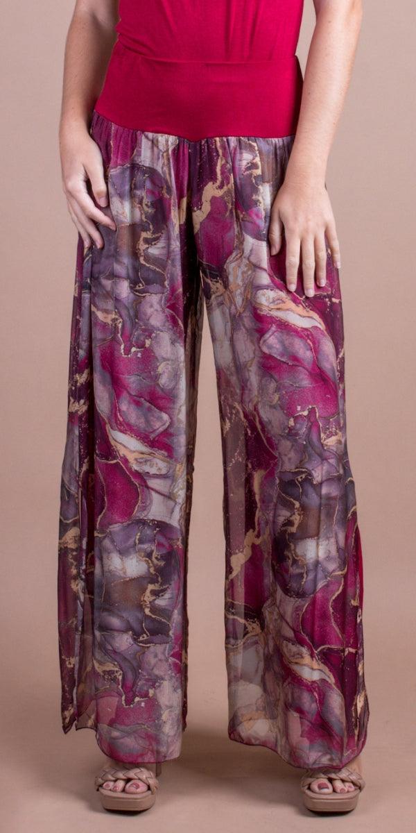 Jasmin Marble Slit Pant - Gigi Moda - Made in Italy # 100% Silk, Gigi Moda, italian apparel, italian clothes, Italian Clothing, italian silk, Made in Italy, one size, online shopping, OS, Pants, shop gigi moda, Silk