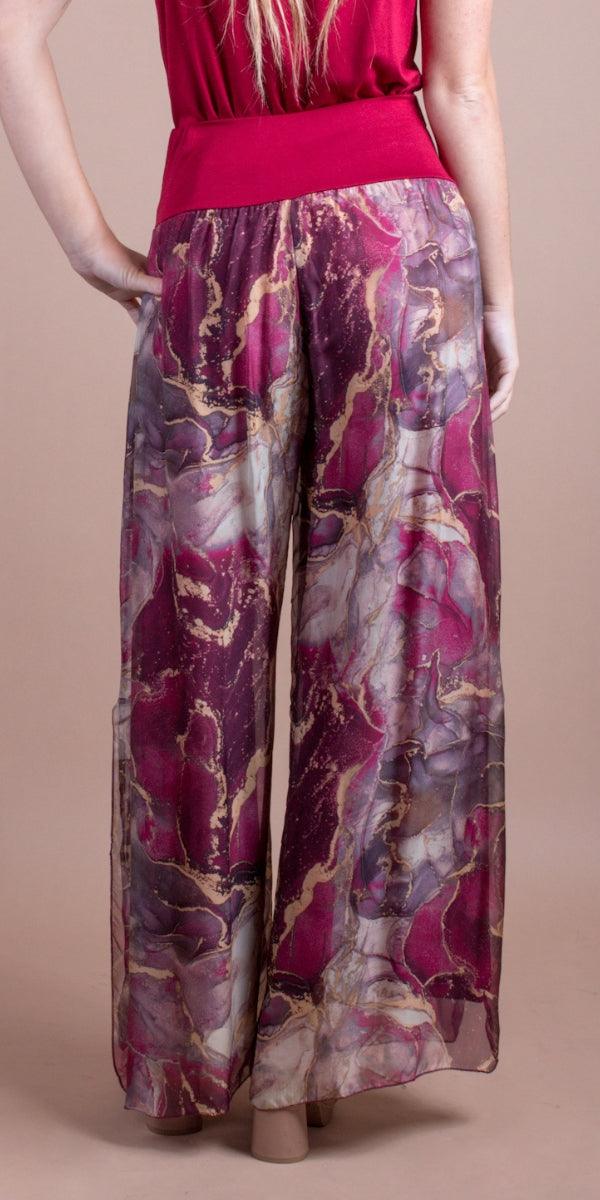 Jasmin Marble Slit Pant - Gigi Moda - Made in Italy # 100% Silk, Gigi Moda, italian apparel, italian clothes, Italian Clothing, italian silk, Made in Italy, one size, online shopping, OS, Pants, shop gigi moda, Silk
