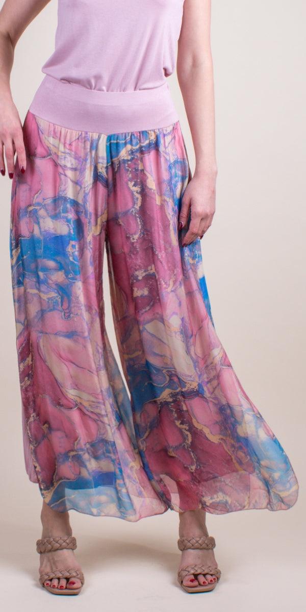 Jasmin Marble Slit Pant - Gigi Moda - Made in Italy # 100% Silk, Gigi Moda, italian apparel, italian clothes, Italian Clothing, italian silk, Made in Italy, one size, online shopping, OS, Pants, shop gigi moda, Silk