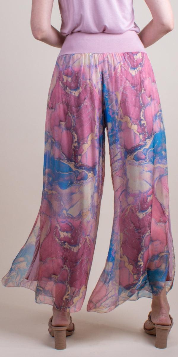 Jasmin Marble Slit Pant - Gigi Moda - Made in Italy # 100% Silk, Gigi Moda, italian apparel, italian clothes, Italian Clothing, italian silk, Made in Italy, one size, online shopping, OS, Pants, shop gigi moda, Silk