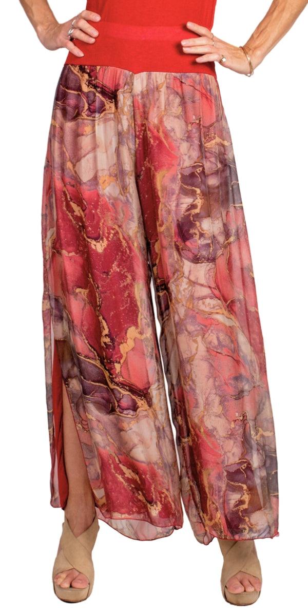 Jasmin Marble Slit Pant - Gigi Moda - Made in Italy # 100% Silk, Gigi Moda, italian apparel, italian clothes, Italian Clothing, italian silk, Made in Italy, one size, online shopping, OS, Pants, shop gigi moda, Silk
