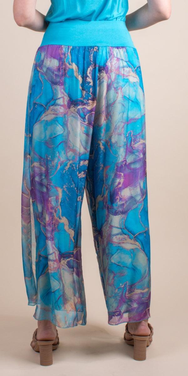 Jasmin Marble Slit Pant - Gigi Moda - Made in Italy # 100% Silk, Gigi Moda, italian apparel, italian clothes, Italian Clothing, italian silk, Made in Italy, one size, online shopping, OS, Pants, shop gigi moda, Silk