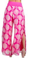 Jasmin Maxipunti Slit Pant - Gigi Moda - Made in Italy # dot print, Gigi Moda, italian apparel, italian clothes, Italian Clothing, italian silk, Made in Italy, matching set, one size, online shopping, Pants, shop gigi moda, Silk, swirl print