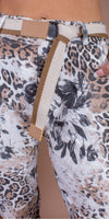 Belted Safari Print Pants