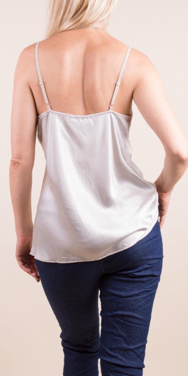 Pavia Cami Top - Gigi Moda - Made in Italy # Cami, comfortable, comfy top, Gigi Moda, italian tank top, Lace Top, Made in Italy, OS, resort wear, Satin, satin top, Spaghetti Strap, Spaghetti Straps, SPRING TOP, viscose