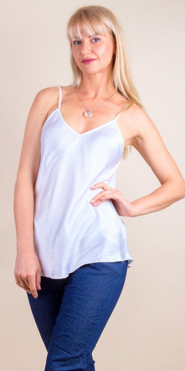 Pavia Cami Top - Gigi Moda - Made in Italy # Cami, comfortable, comfy top, Gigi Moda, italian tank top, Lace Top, Made in Italy, OS, resort wear, Satin, satin top, Spaghetti Strap, Spaghetti Straps, SPRING TOP, viscose