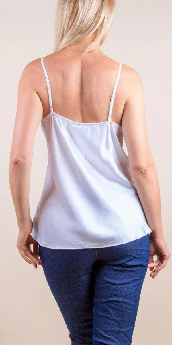 Pavia Cami Top - Gigi Moda - Made in Italy # Cami, comfortable, comfy top, Gigi Moda, italian tank top, Lace Top, Made in Italy, OS, resort wear, Satin, satin top, Spaghetti Strap, Spaghetti Straps, SPRING TOP, viscose