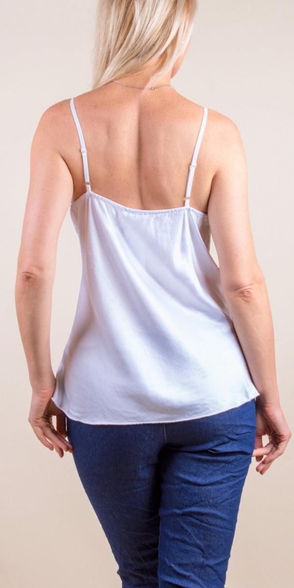 Pavia Cami Top - Gigi Moda - Made in Italy # Cami, comfortable, comfy top, Gigi Moda, italian tank top, Lace Top, Made in Italy, OS, resort wear, Satin, satin top, Spaghetti Strap, Spaghetti Straps, SPRING TOP, viscose