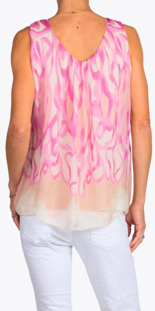 Turbinio Silk Tank - Gigi Moda - Made in Italy # Blouse, italian blouse, italian tank top, italian top, Made in Italy, maxretail, OS, resort wear, Silk, silk blouse, silk tank, Sleeveless, sleeveless top, Tank Top, Top