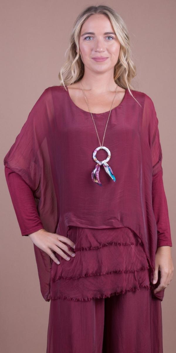 Sarno Silk Kaftan - Gigi Moda - Made in Italy # Comfortable fit, Cotton, Linen, made in italy, Short Sleeve top, Womens Clothing, Womens Tops