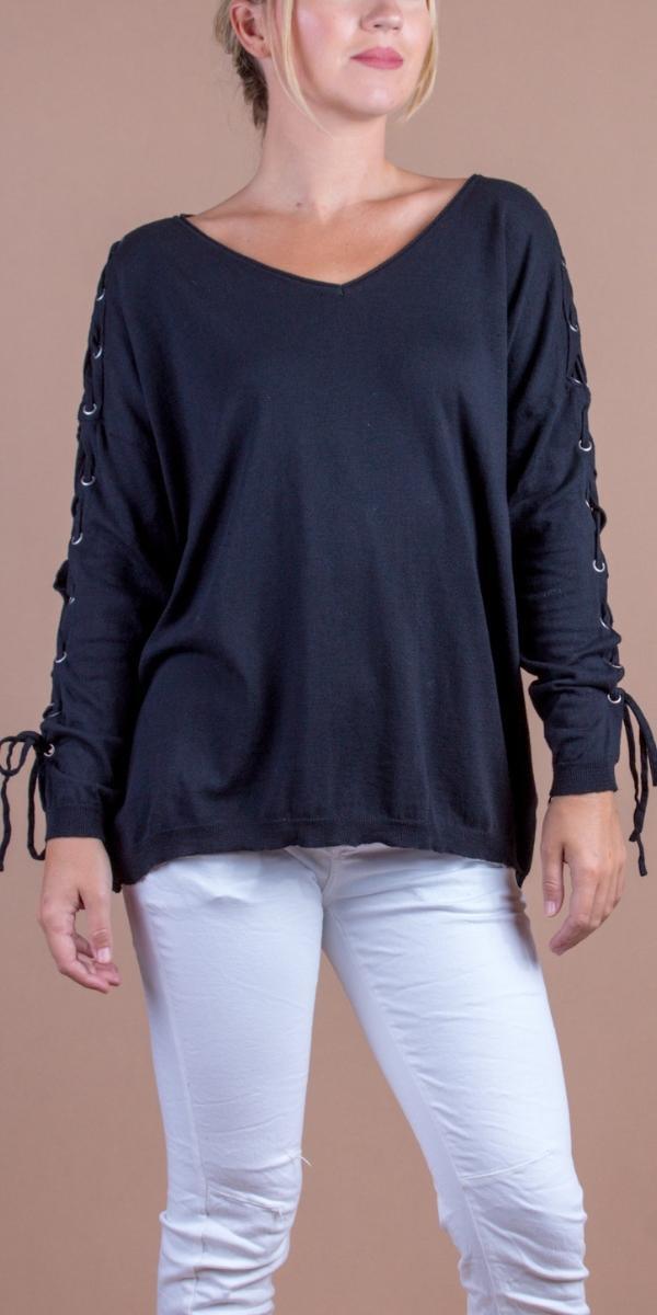 Lacci Sweater - Gigi Moda - Made in Italy # comforatable fit, Gigi Moda, gigi moda. made in italy, Knit, knit sweater, laces, Long Sleeve, made in italy, shop gigi moda, Sweater, womans clothing