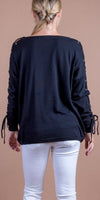 Lacci Sweater - Shop Gigi Moda - Made in Italy # comforatable fit, Gigi Moda, gigi moda. made in italy, Knit, knit sweater, laces, Long Sleeve, made in italy, shop gigi moda, Sweater, womans clothing