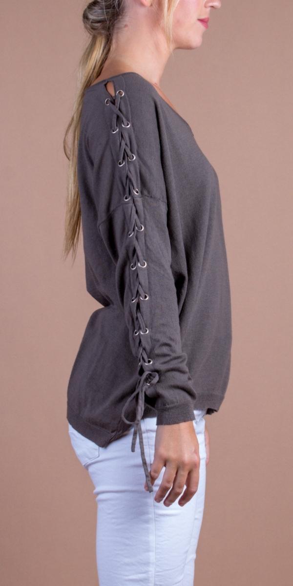 Lacci Sweater - Gigi Moda - Made in Italy # comforatable fit, Gigi Moda, gigi moda. made in italy, Knit, knit sweater, laces, Long Sleeve, made in italy, shop gigi moda, Sweater, womans clothing