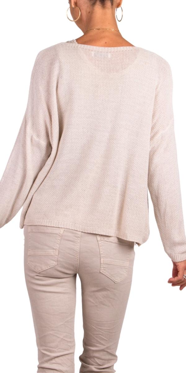 Emma Sweater - Gigi Moda - Made in Italy # Gigi Moda, Knit, knit sweater, Long Sleeve, made in italy, one size, Sweater, Top, V Neck