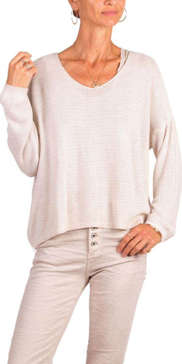Emma Sweater - Gigi Moda - Made in Italy # Gigi Moda, Knit, knit sweater, Long Sleeve, made in italy, one size, Sweater, Top, V Neck