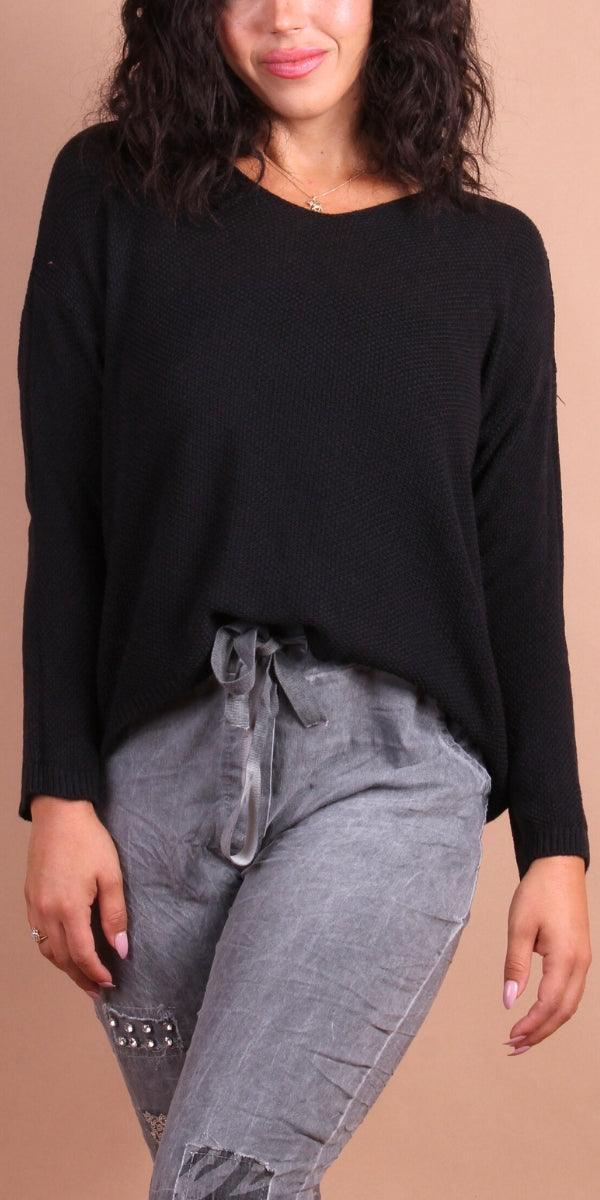 Emma Sweater - Gigi Moda - Made in Italy # Gigi Moda, Knit, knit sweater, Long Sleeve, made in italy, one size, Sweater, Top, V Neck