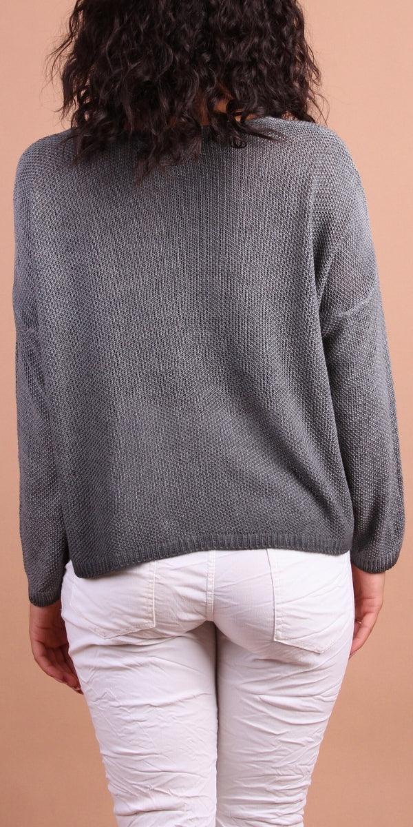 Emma Sweater - Gigi Moda - Made in Italy # Gigi Moda, Knit, knit sweater, Long Sleeve, made in italy, one size, Sweater, Top, V Neck