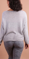 Emma Sweater - Gigi Moda - Made in Italy # Gigi Moda, Knit, knit sweater, Long Sleeve, made in italy, one size, Sweater, Top, V Neck