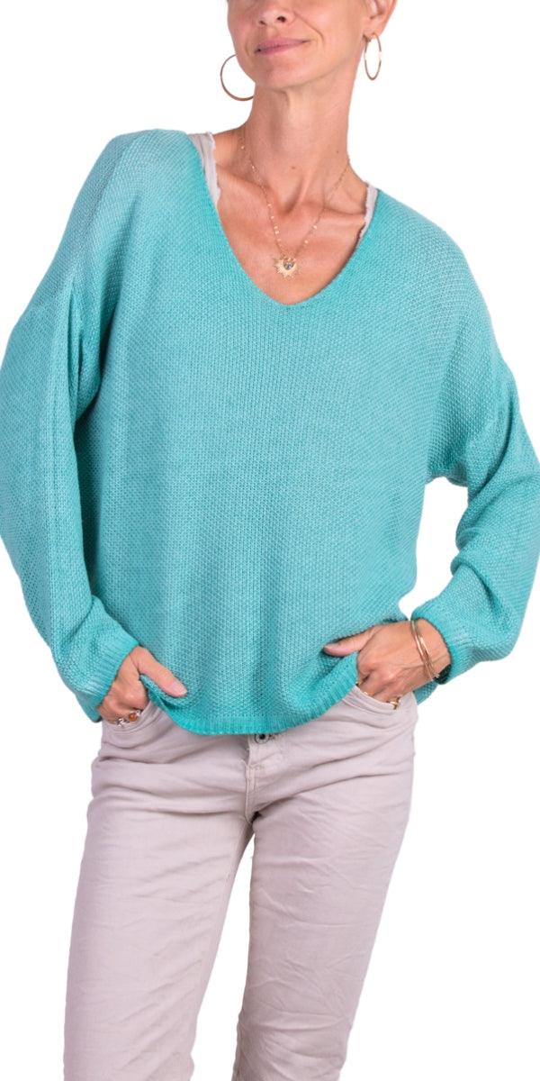 Emma Sweater - Gigi Moda - Made in Italy # Gigi Moda, Knit, knit sweater, Long Sleeve, made in italy, one size, Sweater, Top, V Neck