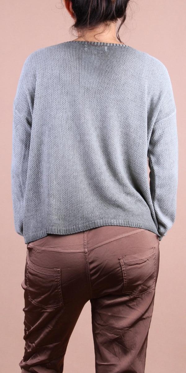 Emma Sweater - Gigi Moda - Made in Italy # Gigi Moda, Knit, knit sweater, Long Sleeve, made in italy, one size, Sweater, Top, V Neck