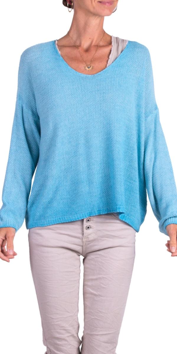 Emma Sweater - Gigi Moda - Made in Italy # Gigi Moda, Knit, knit sweater, Long Sleeve, made in italy, one size, Sweater, Top, V Neck