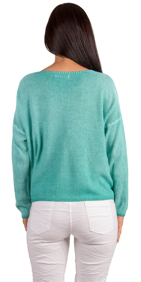 Emma Fiori Sweater - Gigi Moda - Made in Italy # floral, floral design, Floral Print, Gigi Moda, Knit, knit sweater, Long Sleeve, made in italy, one size, Sweater, Top, V Neck