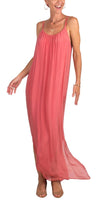 Venus Silk Dress - Gigi Moda - Made in Italy # 100% Silk, Dress, Gigi Moda, Made in Italy, Maxi Dress, OS, resort, resort wear, Silk, Sleeveless, Spaghetti Strap, washable