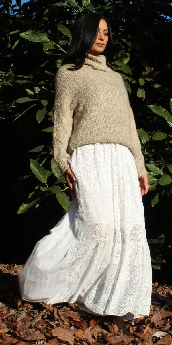 Romantico Dress - Gigi Moda - Made in Italy # crossover, Dress, Embroidered, empire waist, Flutter sleeve, Gigi Moda, lace, lace dress, Made in Italy, Maxi Dress, maxretail, OS, ruffled hem, V Neck