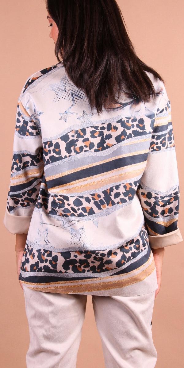 Figo Blazer - Gigi Moda - Made in Italy # 80's, animal print, blazer, blazer jacket, faux suede, Gigi Moda, Leopard Print, made in italy, matching set, maxretail, one size, OS, resort, resort wear, rolled sleeves