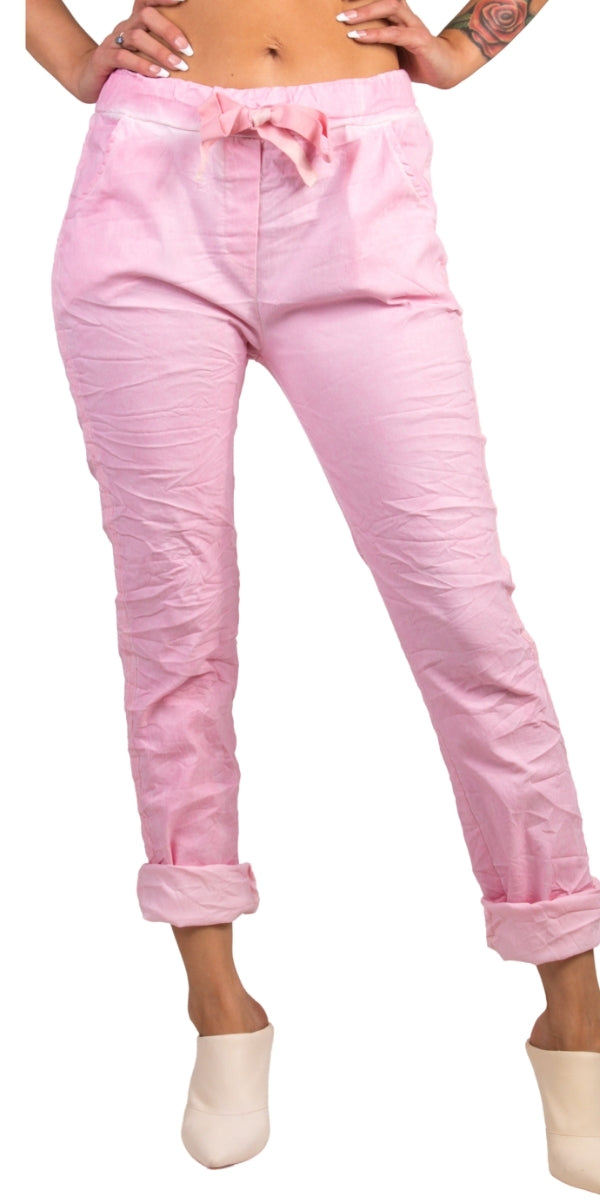 Poluma Pants - Gigi Moda - Made in Italy # Cropped pants, drawstring, drawstring pants, Gigi Moda, lightweight, made in italy, Pants, plain, pockets, stretch