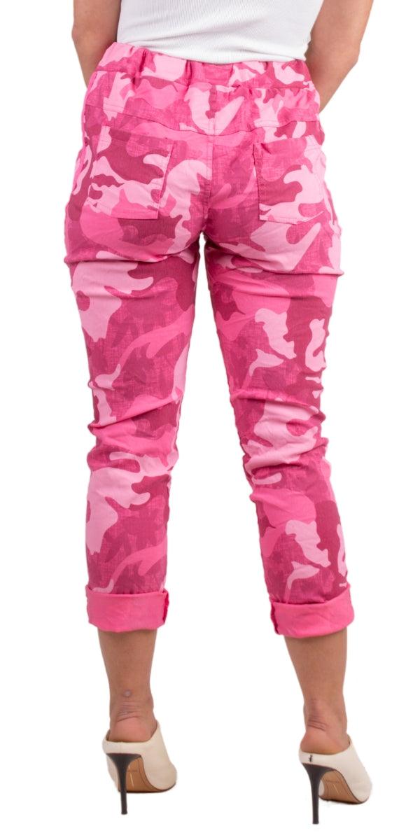 Poluma Camo Print Pants - Gigi Moda - Made in Italy # Camo, Camo pant, Camo print, Cropped pants, drawstring, Gigi Moda, lightweight, made in italy, pockets, stretch, Tie waist