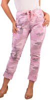 Poluma Camo Print Pants - Gigi Moda - Made in Italy # Camo, Camo pant, Camo print, Cropped pants, drawstring, Gigi Moda, lightweight, made in italy, pockets, stretch, Tie waist