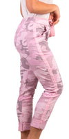 Poluma Camo Print Pants - Gigi Moda - Made in Italy # Camo, Camo pant, Camo print, Cropped pants, drawstring, Gigi Moda, lightweight, made in italy, pockets, stretch, Tie waist