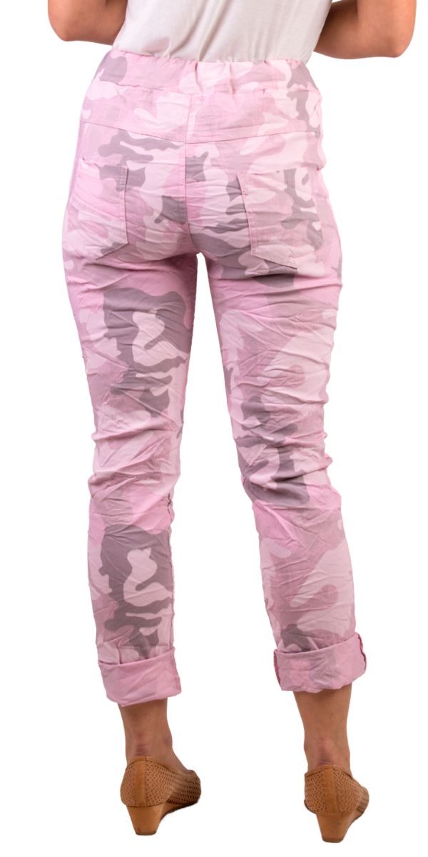 Poluma Camo Print Pants - Gigi Moda - Made in Italy # Camo, Camo pant, Camo print, Cropped pants, drawstring, Gigi Moda, lightweight, made in italy, pockets, stretch, Tie waist