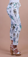 Poluma Garden Pants - Gigi Moda - Made in Italy # Cropped pants, drawstring, floral, floral design, Floral Print, Gigi Moda, lightweight, made in italy, pockets, stretch, Tie waist