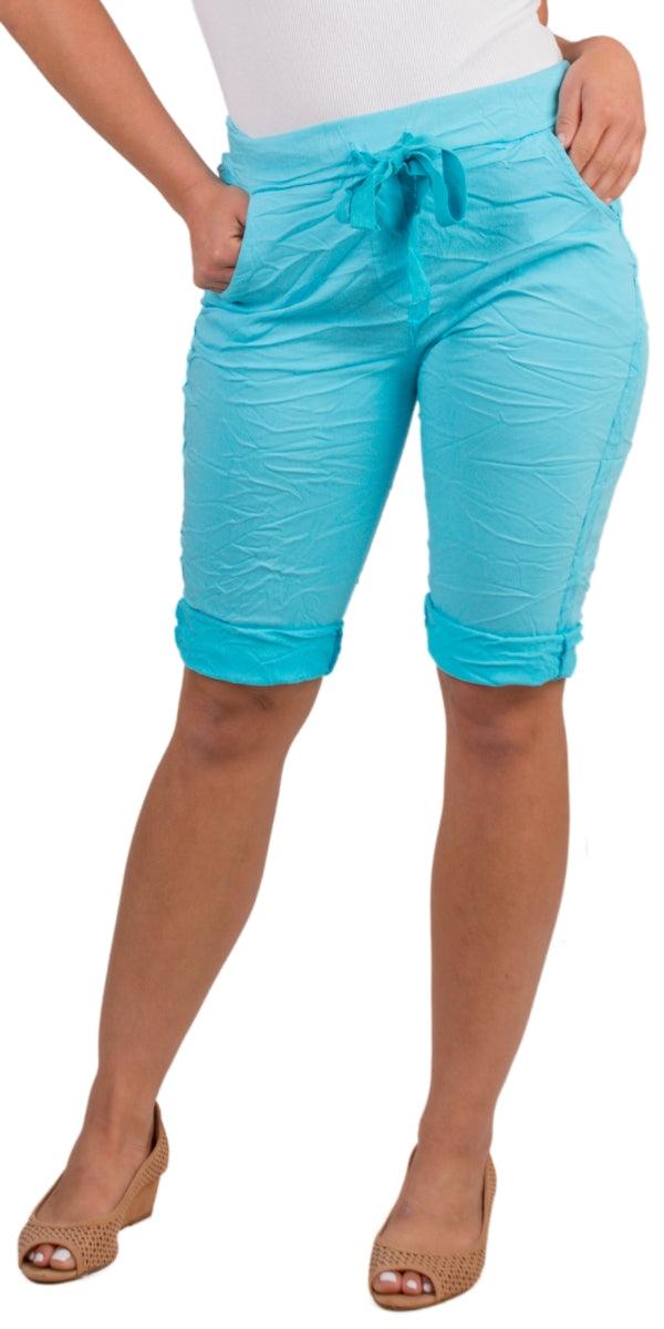Poluma Bermuda Shorts - Shop Gigi Moda - Made in Italy # bermuda shorts, cuffed shorts, drawstring, drawstring shorts, Gigi Moda, Made in Italy, one size, OS, Pockets, shorts, side pockets, spring