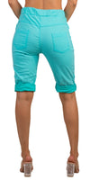 Poluma Bermuda Shorts - Gigi Moda - Made in Italy # bermuda shorts, cuffed shorts, drawstring, drawstring shorts, Gigi Moda, Made in Italy, one size, OS, Pockets, shorts, side pockets, spring