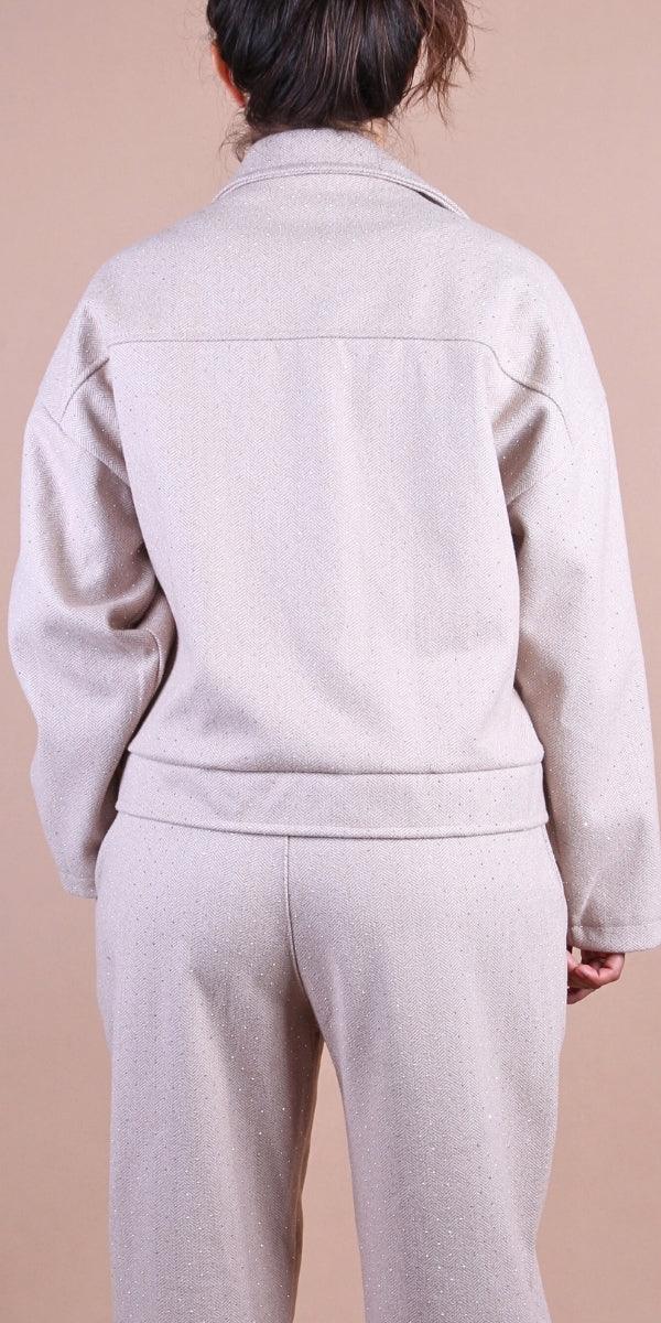 Gemma Jacket - Gigi Moda - Made in Italy # button down, button front, chevron print, Gigi Moda, Italian jacket, Jacket, Made in Italy, maxretail, Pockets, rhinestone, utility jacket