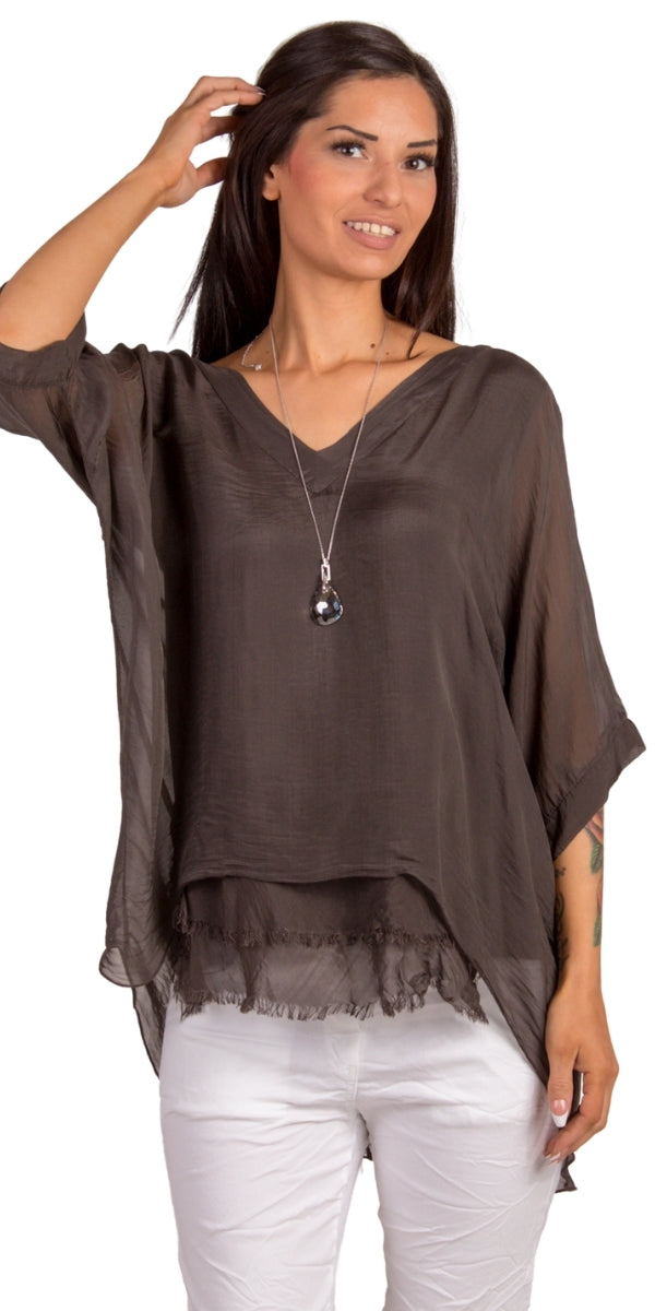 Diana Top - Gigi Moda - Made in Italy # 100% Silk, Blouse, free shipping, Gigi Moda, italian top, Made in Italy, OS, resort, resort wear, Silk, Top, washable