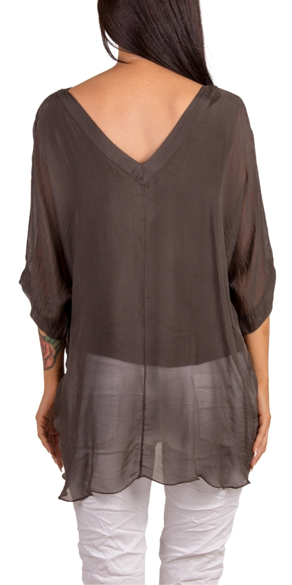 Diana Top - Gigi Moda - Made in Italy # 100% Silk, Blouse, free shipping, Gigi Moda, italian top, Made in Italy, OS, resort, resort wear, Silk, Top, washable