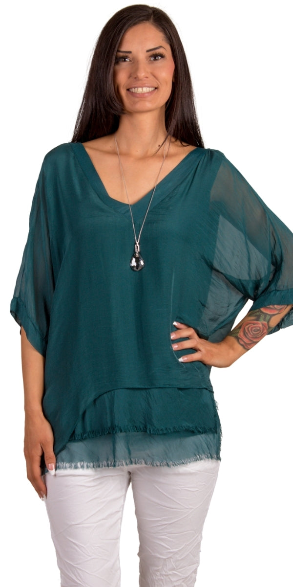 Diana Top - Gigi Moda - Made in Italy # 100% Silk, Blouse, free shipping, Gigi Moda, italian top, Made in Italy, OS, resort, resort wear, Silk, Top, washable