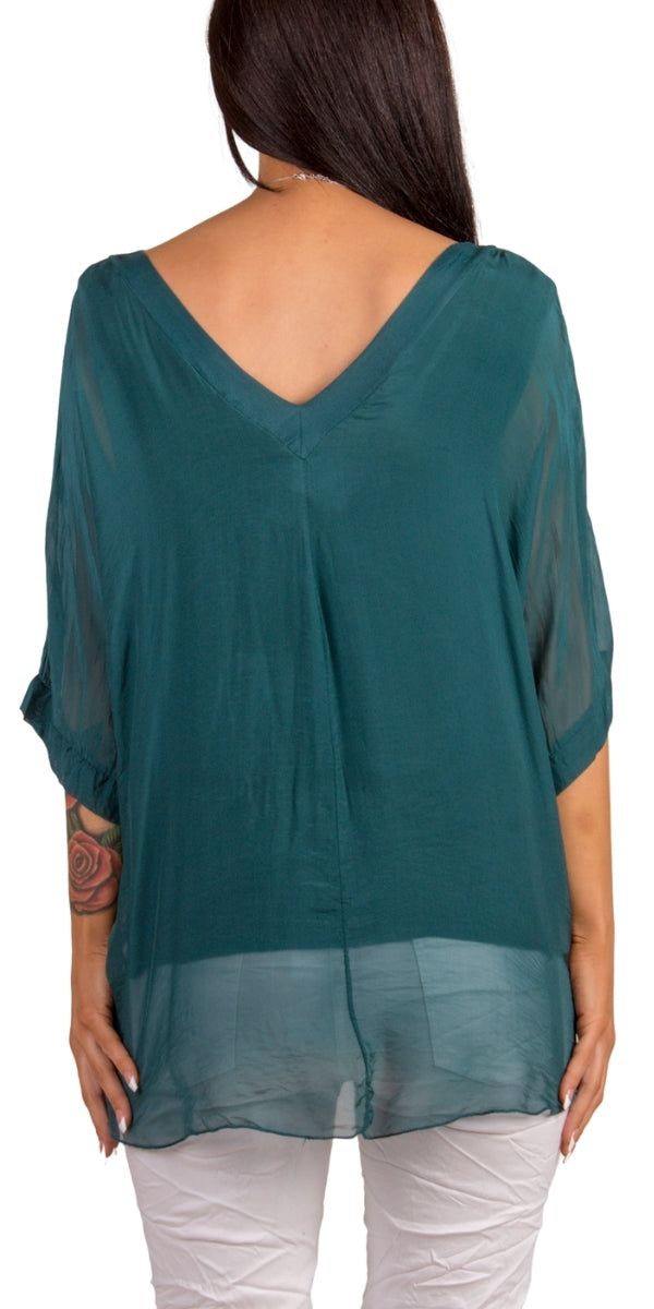 Diana Top - Gigi Moda - Made in Italy # 100% Silk, Blouse, free shipping, Gigi Moda, italian top, Made in Italy, OS, resort, resort wear, Silk, Top, washable