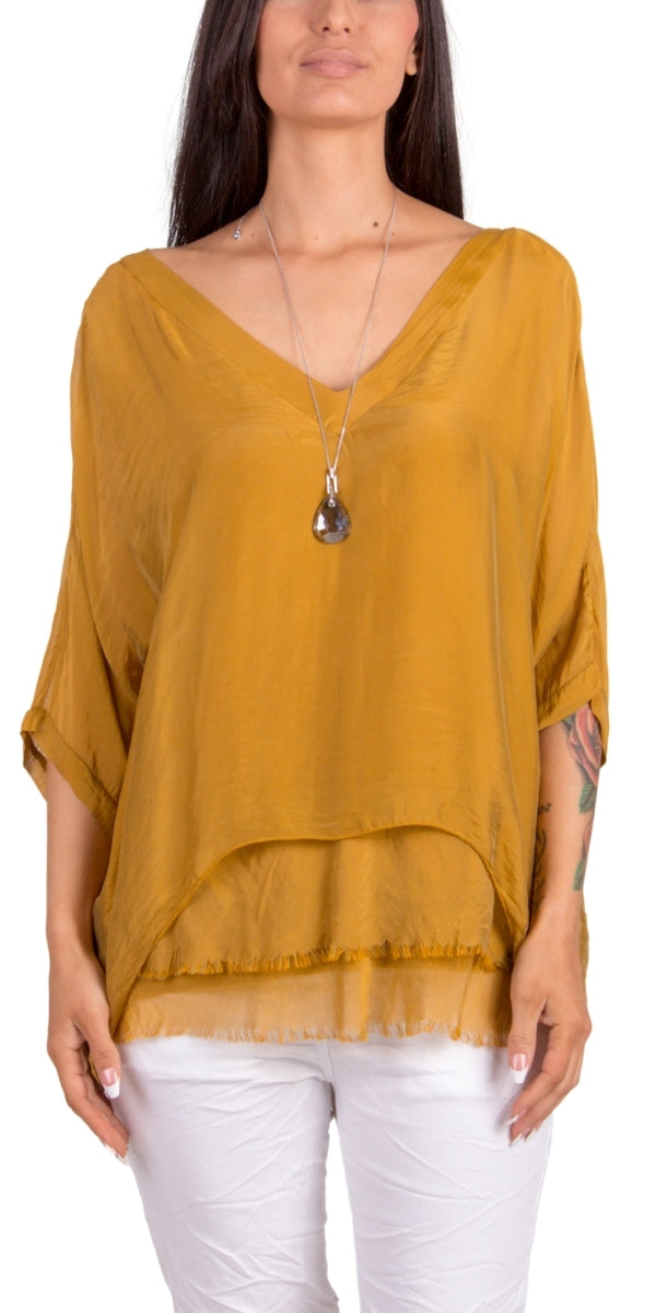 Diana Top - Gigi Moda - Made in Italy # 100% Silk, Blouse, free shipping, Gigi Moda, italian top, Made in Italy, OS, resort, resort wear, Silk, Top, washable