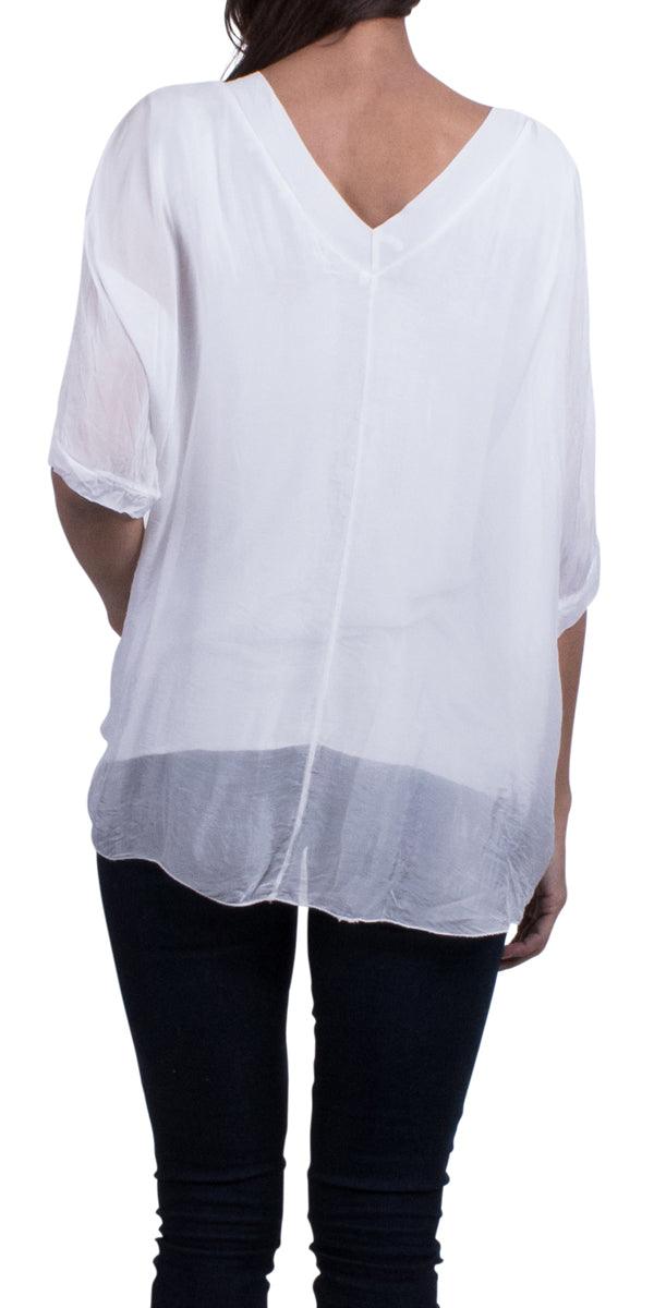 Diana Top - Gigi Moda - Made in Italy # 100% Silk, Blouse, free shipping, Gigi Moda, italian top, Made in Italy, OS, resort, resort wear, Silk, Top, washable